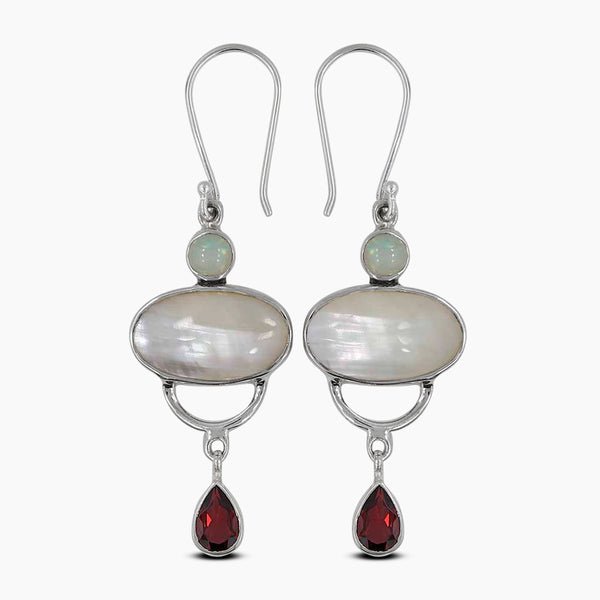 Osmeña pearl & Garnet Silver Earrings