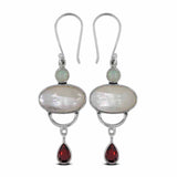 Osmena Pearl & Garnet Silver Earrings