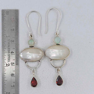 Osmeña pearl & Garnet Silver Earrings