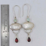 Osmena Pearl & Garnet Silver Earrings