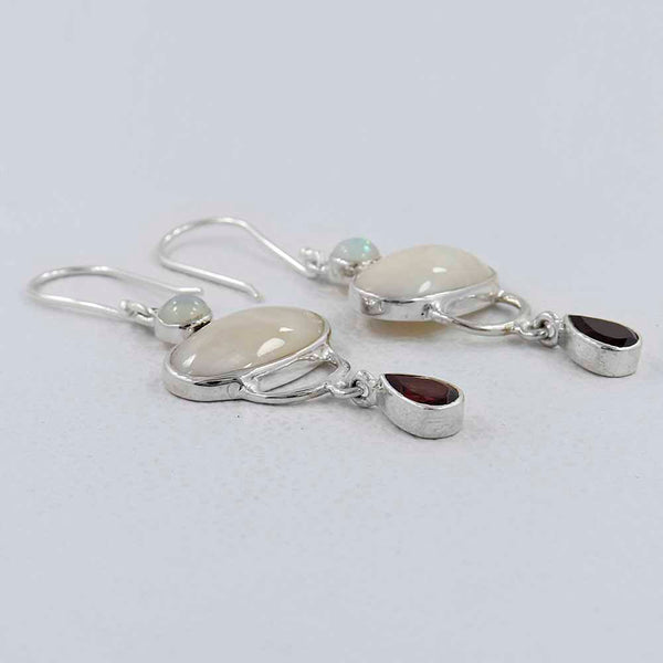 Osmeña pearl & Garnet Silver Earrings