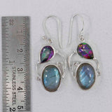 Natural Labradorite & Mystic Quartz Silver Earrings