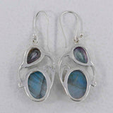 Natural Labradorite & Mystic Quartz Silver Earrings