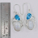 Natural Labradorite & Mystic Quartz Silver Earrings