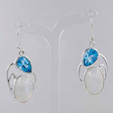 Natural Labradorite & Mystic Quartz Silver Earrings