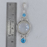 Blue Rainbow Moonstone, Silver Pendant