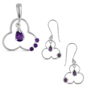 Amethyst Fine Gemstone Pendant Set