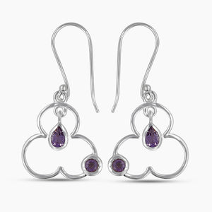 925 Sterling Silver Purple Amethyst Earrings