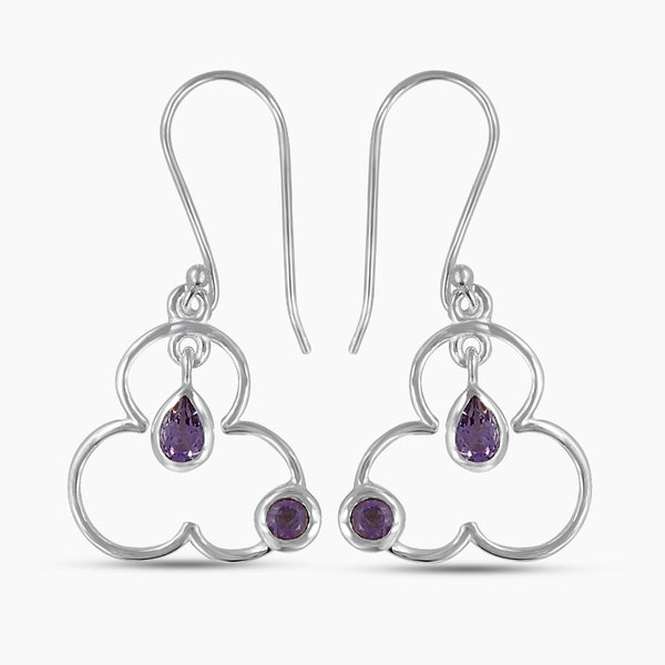 925 Sterling Silver Purple Amethyst Earrings