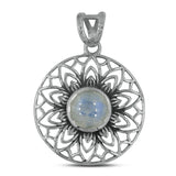 Blue Rainbow Moonstone Silver Pendant