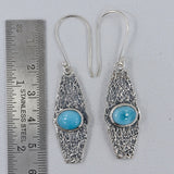 Natural Larimar Silver Earrings