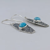 Natural Larimar Silver Earrings