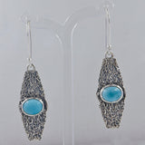 Natural Larimar Silver Earrings