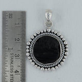 Raw Black Tourmaline Silver Pendant