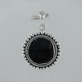 Raw Black Tourmaline Silver Pendant