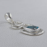 Women's Gift Blue Topaz Silver Pendant Set