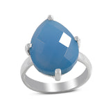 Blue Chalcedony Gemstone Silver Ring