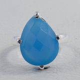 Blue Chalcedony Gemstone Silver Ring