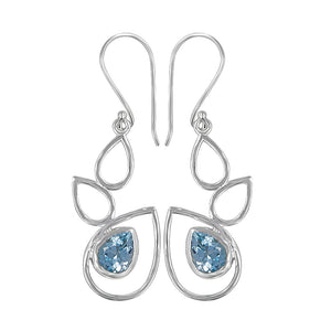 Women's Gift Blue Topaz Silver Pendant Set