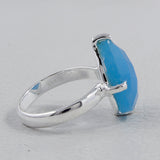 Blue Chalcedony Gemstone Silver Ring