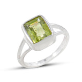 Natural Green Amethyst Silver Ring