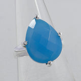 Blue Chalcedony Gemstone Silver Ring