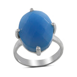 Blue Chalcedony Gemstone Silver Ring