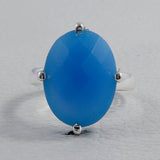 Blue Chalcedony Gemstone Silver Ring