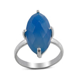 Blue Chalcedony Gemstone Silver Ring