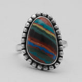 Rainbow Calsilica Silver Rings