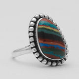 Rainbow Calsilica Silver Rings