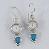 Pearl &  Blue Topaz Silver Earrings