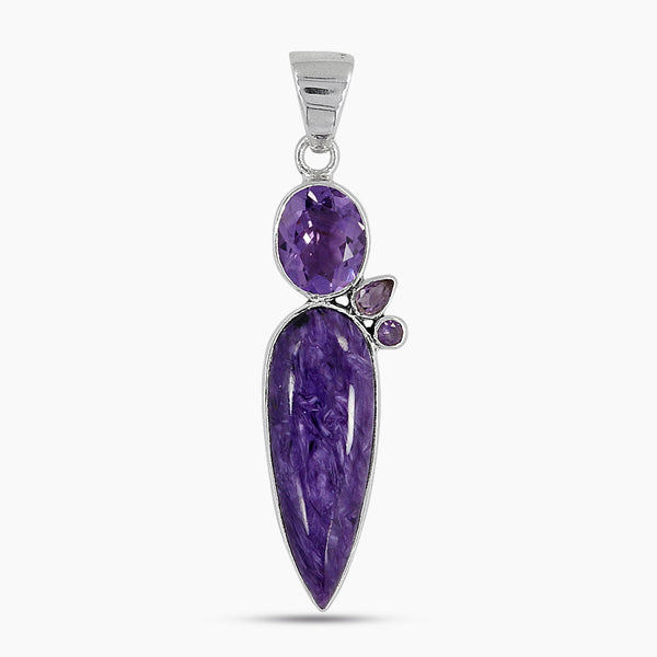 Charoite Gemstone Silver Pendants