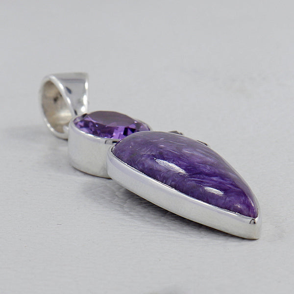 Charoite Gemstone Silver Pendants