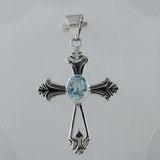 Natural Citrine Gemstone Cross Shape Pendant 925 Sterling Silver Jewelry