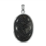 925 Sterling Silver Black Coral Pendant