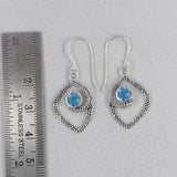 Textured Or 925 Sterling Silver Blue Topaz Pendant Set