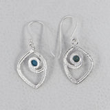 Textured Or 925 Sterling Silver Blue Topaz Pendant Set