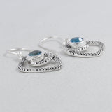 Textured Or 925 Sterling Silver Blue Topaz Pendant Set