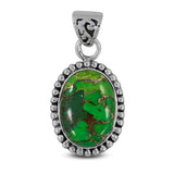 Green Copper Turquoise Silver Pendant