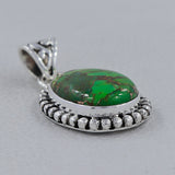 Green Copper Turquoise Silver Pendant