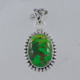 Green Copper Turquoise Silver Pendant