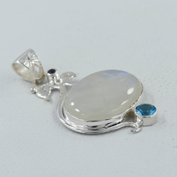 Rainbow Moonstone Silver Pendants