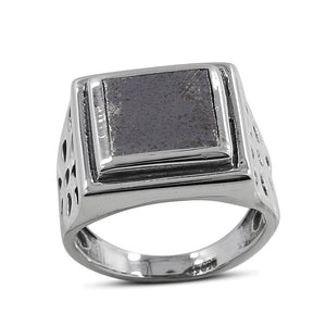Muonionalusta Meteorite Silver Mens Ring