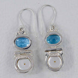 Fresh Water Pearl & Blue Topaz Silver Earrings