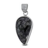 Black Tourmalinated Quartz Checker-Cut Stone Pendant