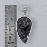 Black Tourmalinated Quartz Checker-Cut Stone Pendant