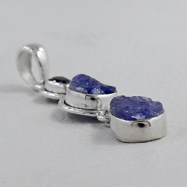 925 Silver Raw Tanzanite Pendants
