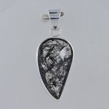 Black Tourmalinated Quartz Checker-Cut Stone Pendant