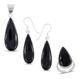 Black Onyx Pendant with Earring Jewelry Set